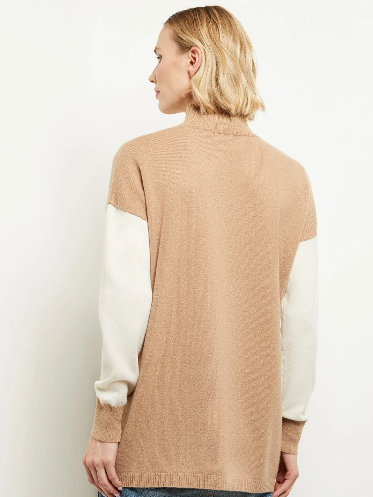 Colorblock Cashmere Turtleneck Tunic